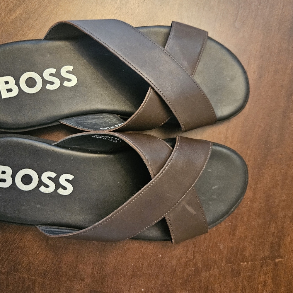 Boss Dark Brown Slide Sandals Size 10 Mens